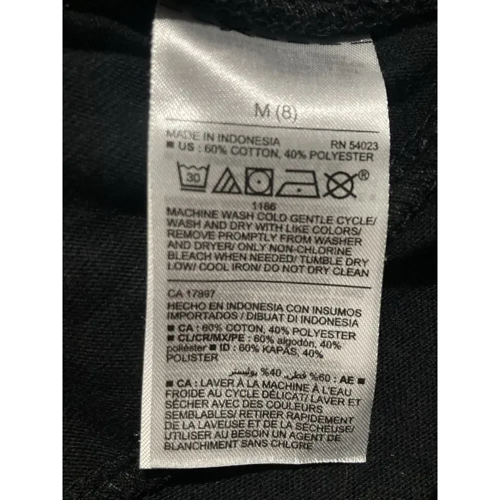 Old Navy Girls Black Shorts White Trim Size 8 Medium Cotton Blend Stretch Pocket